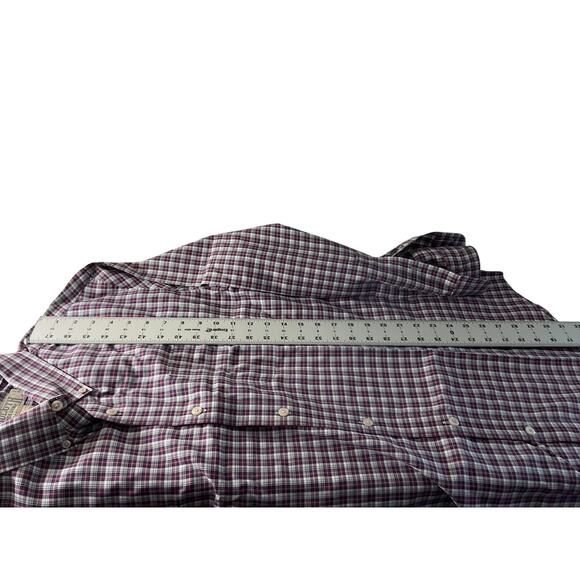 Duluth Trading Co. Mens XL Red White Plaid Shirt Trim Fit Collar Long Sleeves - Picture 6 of 12
